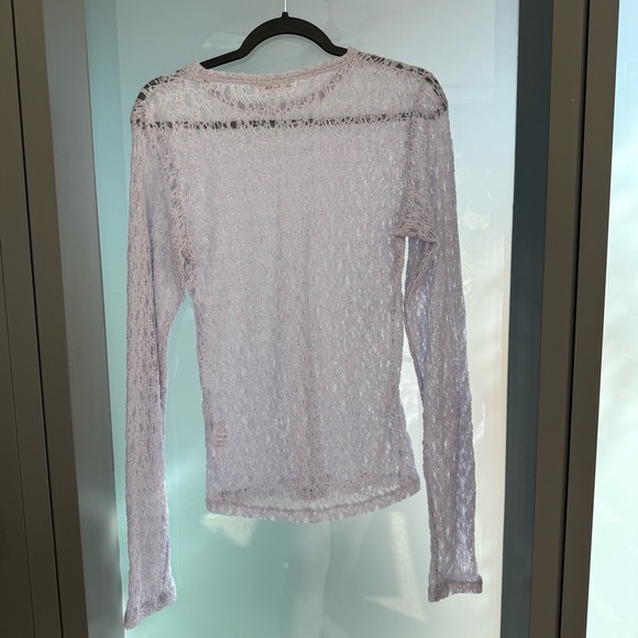 FRAME Light Purple Mesh Lace Long Sleeve Top - Picture 6 of 6